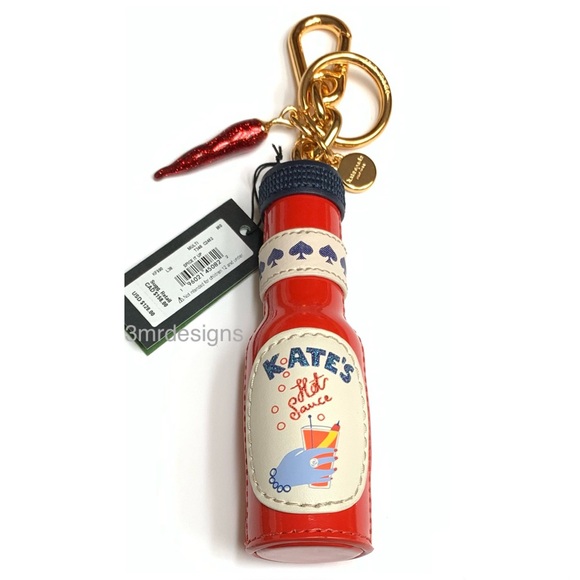 NWT Kate Spade ♠️ SPICE IT UP Faux Patent Leather With Leather Trim Keychain - Picture 9 of 9